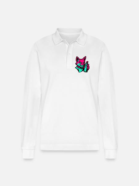 Graffiti Fox - Stanley/Stella Organic Unisex Long-Sleeved Polo Shirt Prepster - white