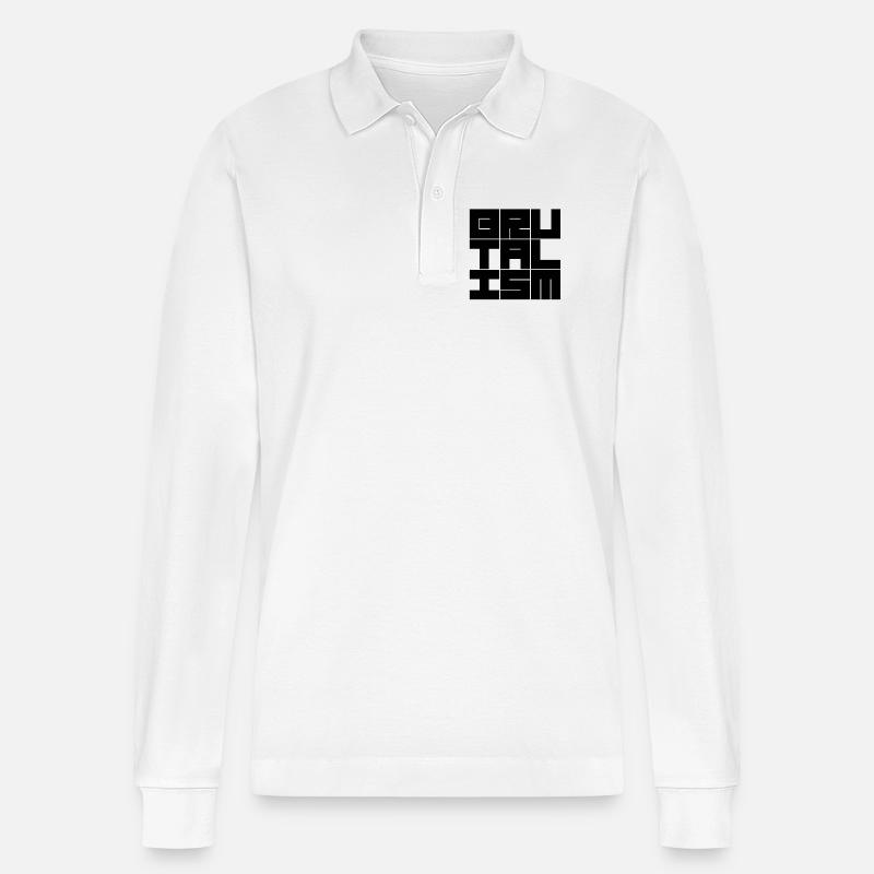 Brutalismus-Logodesign mit geometrischer Typografie - Stanley/Stella Unisex Bio-Langarm-Poloshirt Prepster - Weiß