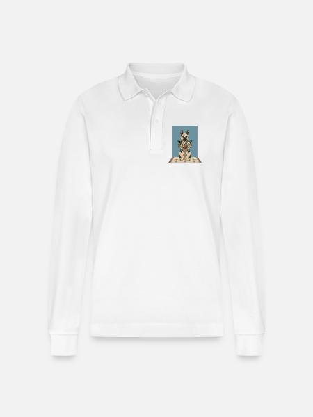 Flower basket dog: German Shepherd - Stanley/Stella Organic Unisex Long-Sleeved Polo Shirt Prepster - white