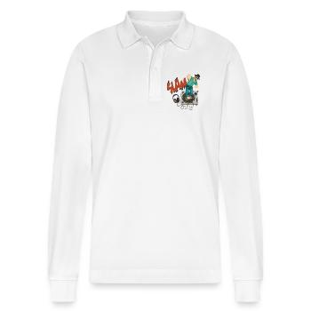 SLAM GUY - nice people - Stanley/Stella Organic Unisex Long-Sleeved Polo Shirt Prepster - white - Front - Anna (173cm) & Nico (186cm)