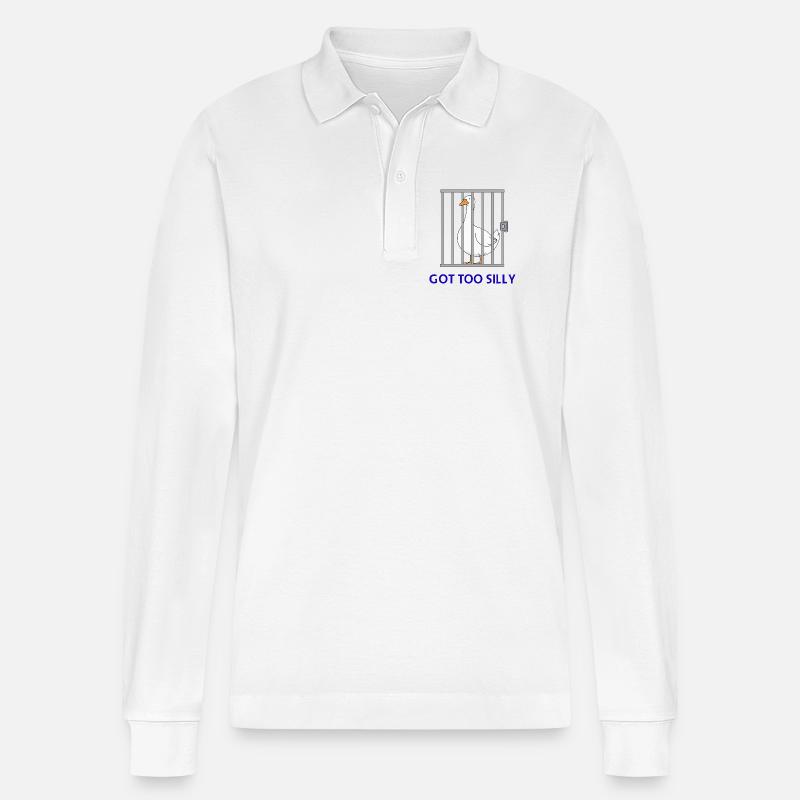 Goose – Wurde zu albern - Stanley/Stella Unisex Bio-Langarm-Poloshirt Prepster - Weiß