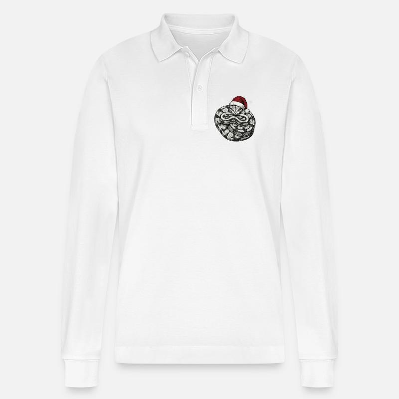Königspython Weihnachten Ball Python Schlange - Stanley/Stella Unisex Bio-Langarm-Poloshirt Prepster - Weiß