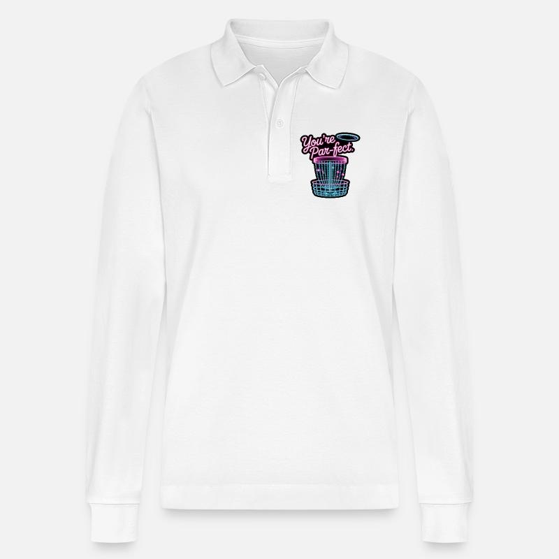 Du bist Perfekter – lustiges Disc-Golf-Meme - Stanley/Stella Unisex Bio-Langarm-Poloshirt Prepster - Weiß