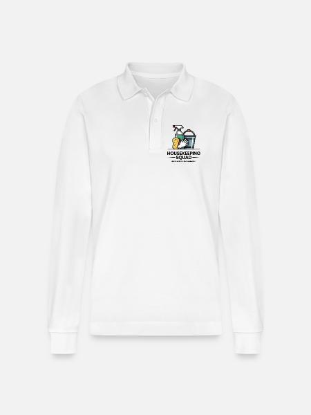 Funny Cleaning Design - Stanley/Stella Organic Unisex Long-Sleeved Polo Shirt Prepster - white