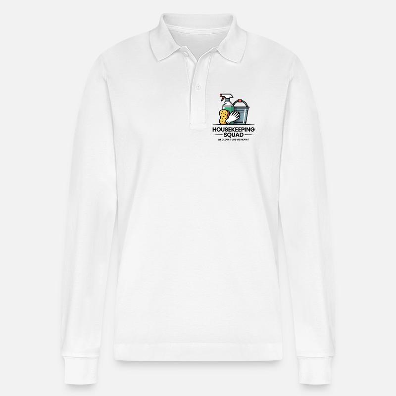 Lustiges Putzen Design - Stanley/Stella Unisex Bio-Langarm-Poloshirt Prepster - Weiß