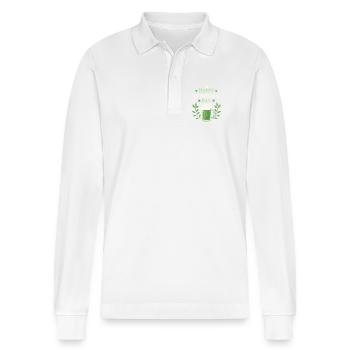 Saint Patrick Bière Verte Joyeuse - Polo à manches longues bio PREPSTER Stanley/Stella Unisexe - blanc - Devant - Anna (173cm) & Nico (186cm)