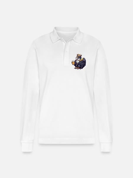 Harpy Bird Beer King - Stanley/Stella Organic Unisex Long-Sleeved Polo Shirt Prepster - white
