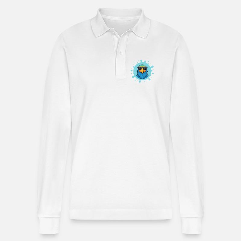 Blue Parrot Solarbrille - Stanley/Stella Unisex Bio-Langarm-Poloshirt Prepster - Weiß