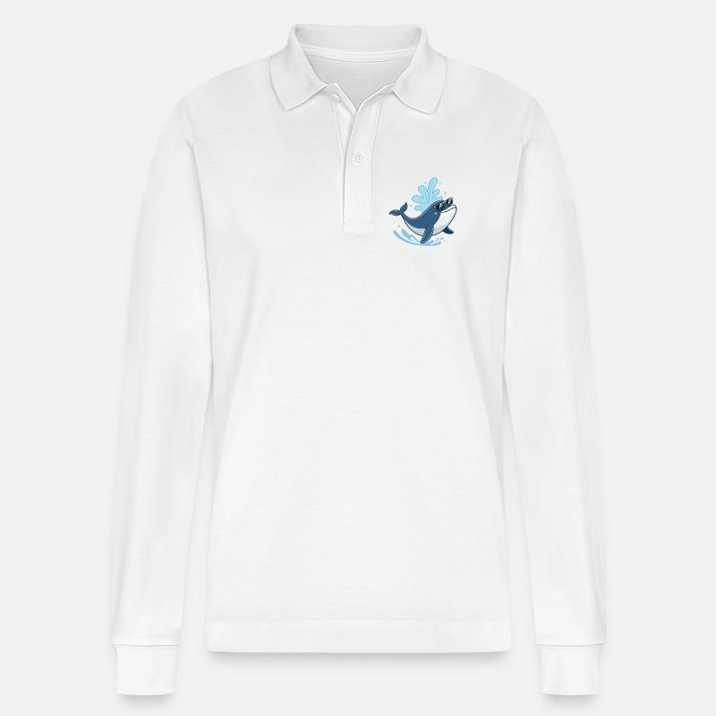 Sonnenwal-Splash - Stanley/Stella Unisex Bio-Langarm-Poloshirt Prepster - Weiß