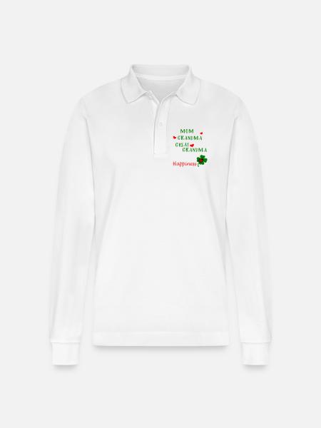 Mom Grandma - Stanley/Stella Organic Unisex Long-Sleeved Polo Shirt Prepster - white
