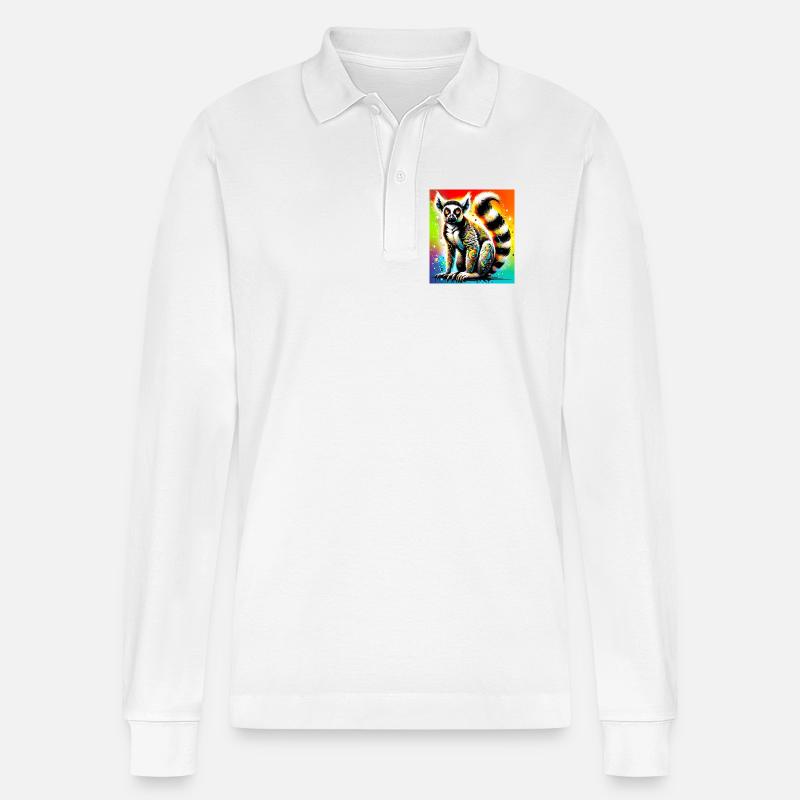 Lemur - Stanley/Stella Unisex Bio-Langarm-Poloshirt Prepster - Weiß