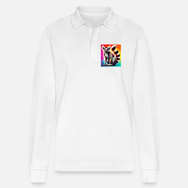 Lemur - Stanley/Stella Unisex Bio-Langarm-Poloshirt Prepster - Weiß