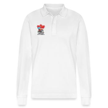 Relaxed Canadian Thanksgiving - Stanley/Stella Organic Unisex Long-Sleeved Polo Shirt Prepster - white - Front - Anna (173cm) & Nico (186cm)