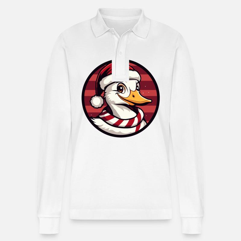 Gans Weihnachten Tier - Stanley/Stella Unisex Bio-Langarm-Poloshirt Prepster - Weiß