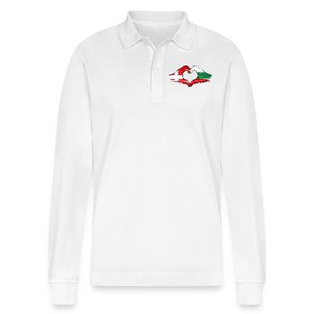 Denmark Bulgaria Heart Shape with Hands Used - Stanley/Stella Organic Unisex Long-Sleeved Polo Shirt Prepster - white - Front - Anna (173cm) & Nico (186cm)