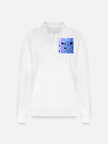 Space, Astronaut, Space, Space - Stanley/Stella Organic Unisex Long-Sleeved Polo Shirt Prepster - white