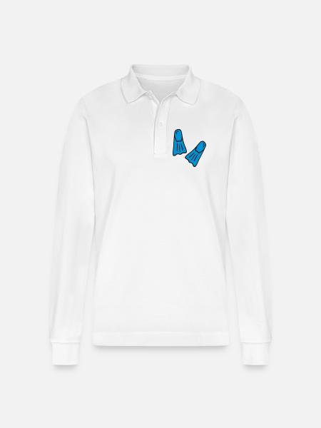 Funny gifts for divers - Stanley/Stella Organic Unisex Long-Sleeved Polo Shirt Prepster - white