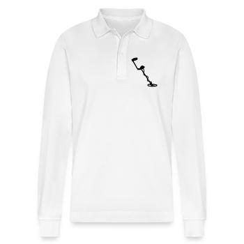 Metal detector - Stanley/Stella Organic Unisex Long-Sleeved Polo Shirt Prepster - white - Front - Anna (173cm) & Nico (186cm)
