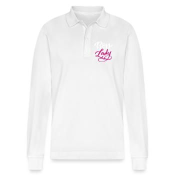 Lady Bos-s - Stanley/Stella Organic Unisex Long-Sleeved Polo Shirt Prepster - white - Front - Anna (173cm) & Nico (186cm)