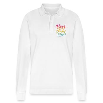 Lady Bos-s - Stanley/Stella Organic Unisex Long-Sleeved Polo Shirt Prepster - white - Front - Anna (173cm) & Nico (186cm)
