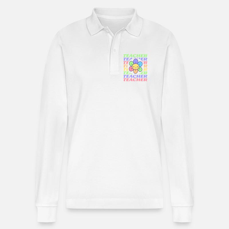 Lehrer Design - Stanley/Stella Unisex Bio-Langarm-Poloshirt Prepster - Weiß