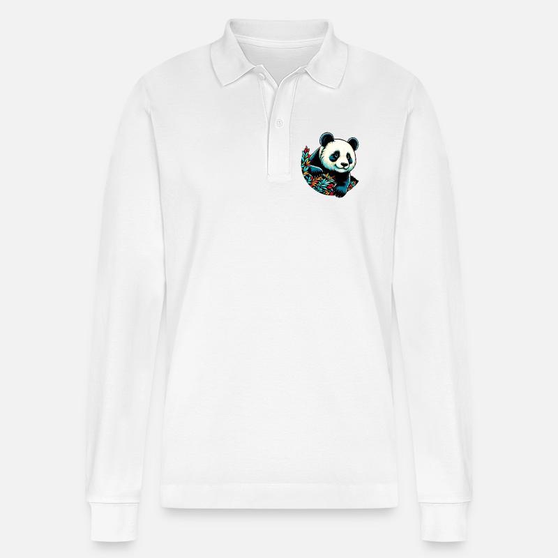 Panda - Polo à manches longues bio PREPSTER Stanley/Stella Unisexe - blanc
