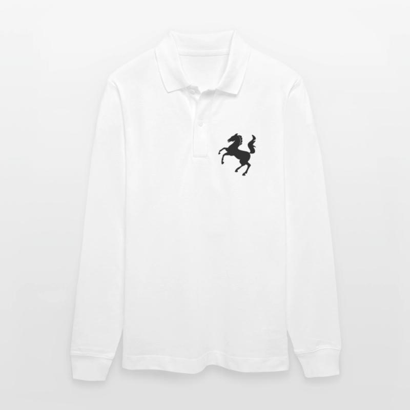 Pferd Symbol dynamisch springend Stanley/Stella Unisex Bio-Langarm-Poloshirt Prepster