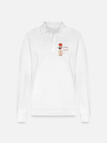 Happy Easter Rooster Easter - Stanley/Stella Organic Unisex Long-Sleeved Polo Shirt Prepster - white