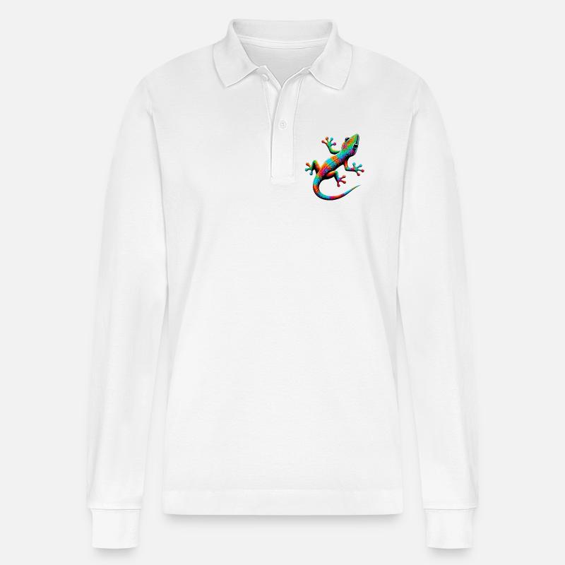 Gecko - Stanley/Stella Unisex Bio-Langarm-Poloshirt Prepster - Weiß