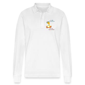 Bye bye kindergarten - Stanley/Stella Organic Unisex Long-Sleeved Polo Shirt Prepster - white - Front - Anna (173cm) & Nico (186cm)