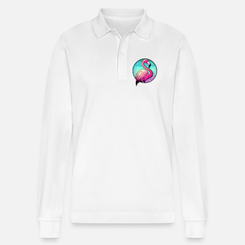 Flamingo - Stanley/Stella Unisex Bio-Langarm-Poloshirt Prepster - Weiß