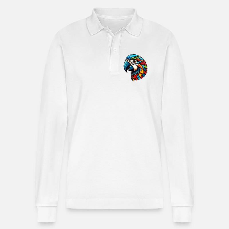 Harlekin Papagei - Stanley/Stella Unisex Bio-Langarm-Poloshirt Prepster - Weiß