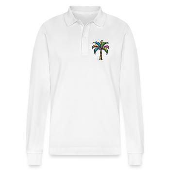 Palme - Stanley/Stella Unisex Bio-Langarm-Poloshirt Prepster - Weiß - Vorne - Anna (173cm) & Nico (186cm)