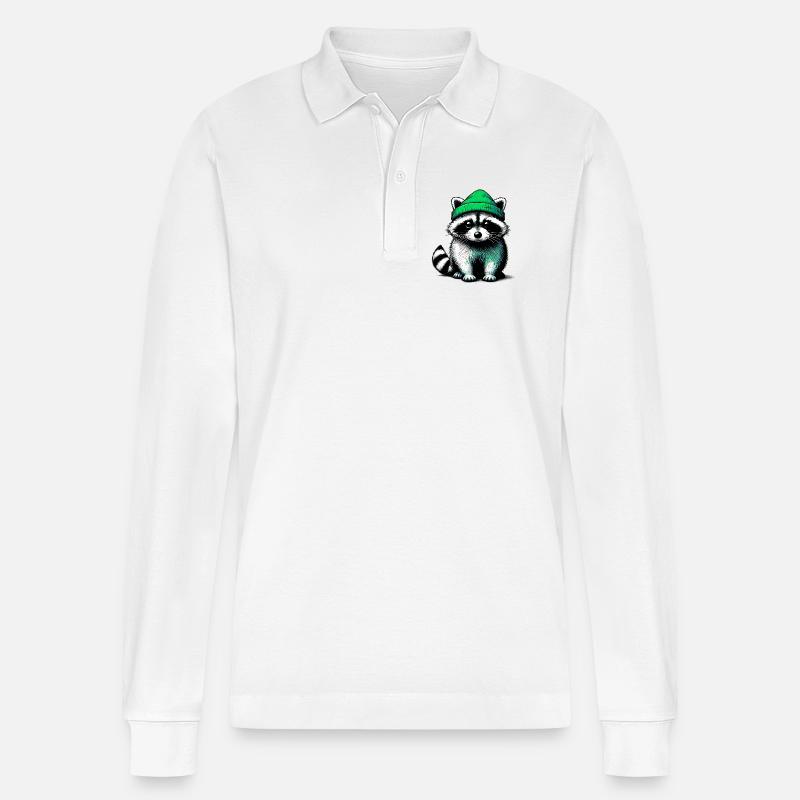 Waschbär - Stanley/Stella Unisex Bio-Langarm-Poloshirt Prepster - Weiß