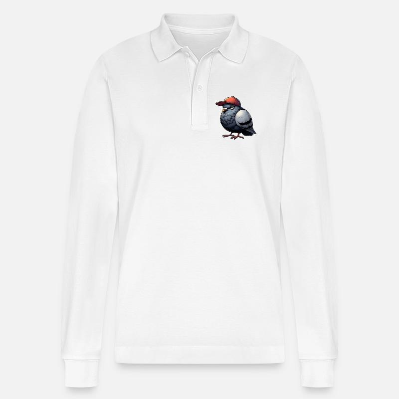 Taube Hiphop Kappe - Stanley/Stella Unisex Bio-Langarm-Poloshirt Prepster - Weiß