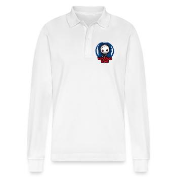 Voodoo Liefde - Stanley/Stella uniseks bio poloshirt met lange mouwen Prepster - wit - Voor - Anna (173cm) & Nico (186cm)