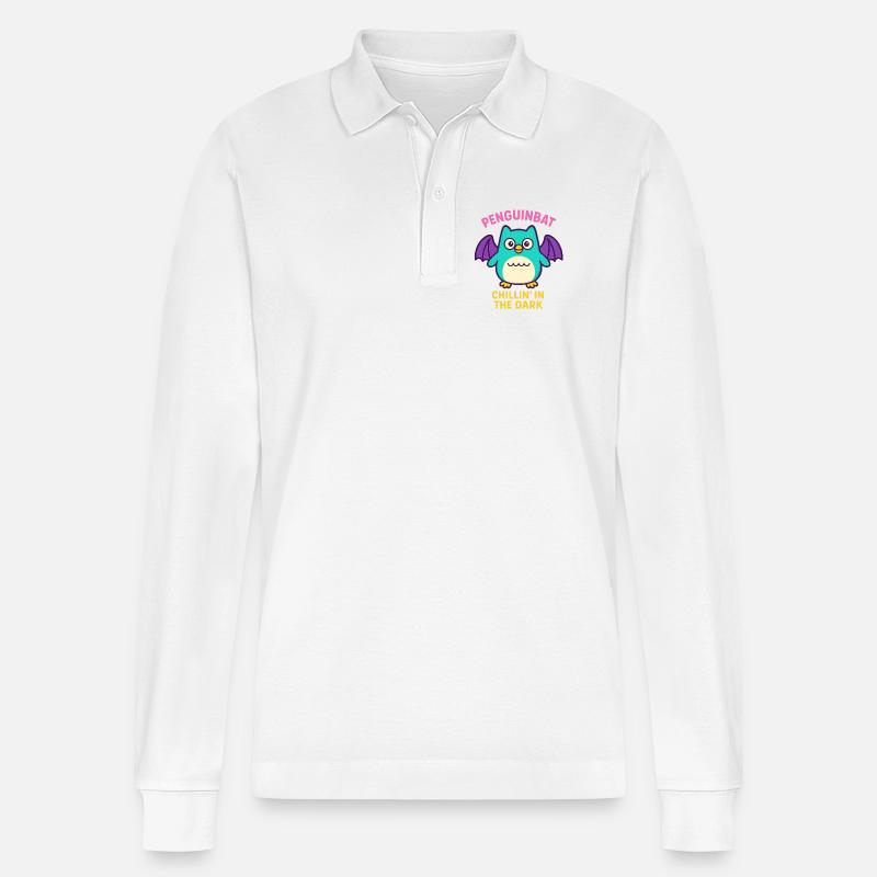 Penguinbat - Chillin’ in the Dark - Stanley/Stella Unisex Bio-Langarm-Poloshirt Prepster - Weiß