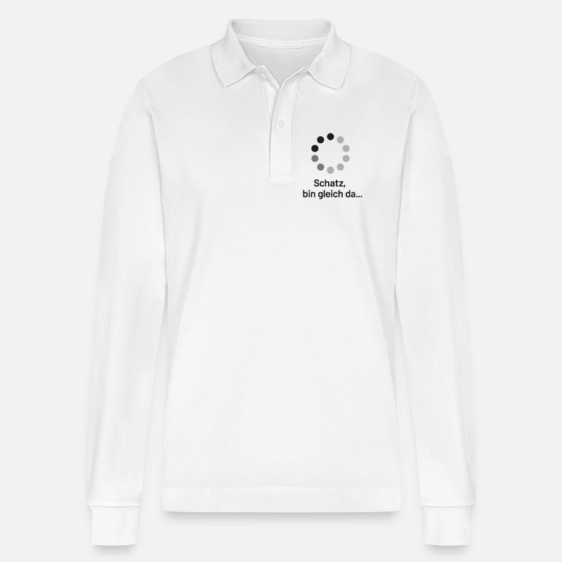 Schatz, bin gleich da! - Stanley/Stella Unisex Bio-Langarm-Poloshirt Prepster - Weiß