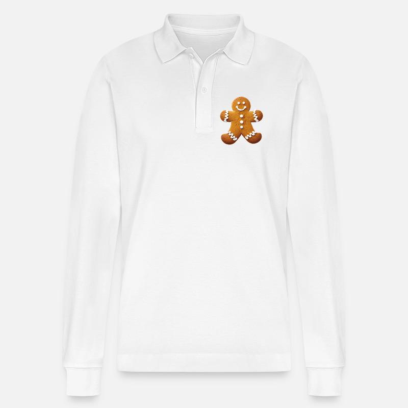 Lebkuchenmann Pfefferkuchenmann Lebkuchen - Stanley/Stella Unisex Bio-Langarm-Poloshirt Prepster - Weiß