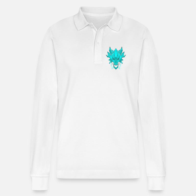 Geometrischer Eisdrache Kopf - Stanley/Stella Unisex Bio-Langarm-Poloshirt Prepster - Weiß