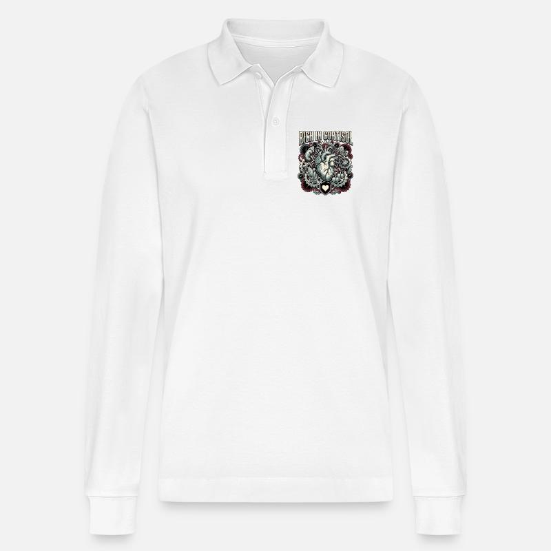 Rich In Cortisol - Stanley/Stella Unisex Bio-Langarm-Poloshirt Prepster - Weiß