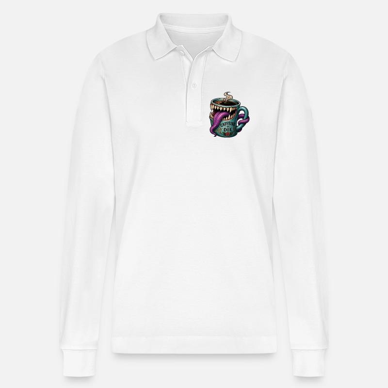 Monster-Mimic Kaffee-Koffein-Humor-Tasse - Stanley/Stella Unisex Bio-Langarm-Poloshirt Prepster - Weiß