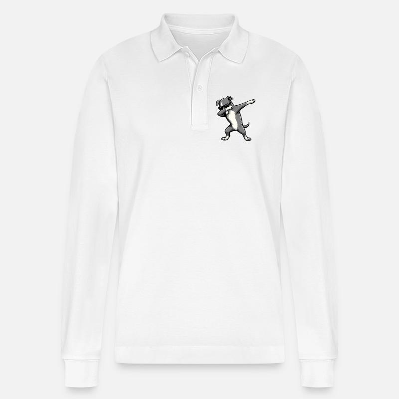 Dabbing Greyhound - Stanley/Stella Unisex Bio-Langarm-Poloshirt Prepster - Weiß