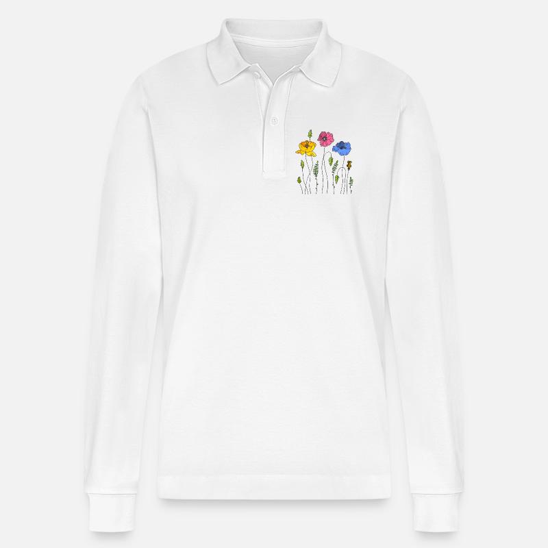 Fleur - Polo à manches longues bio PREPSTER Stanley/Stella Unisexe - blanc