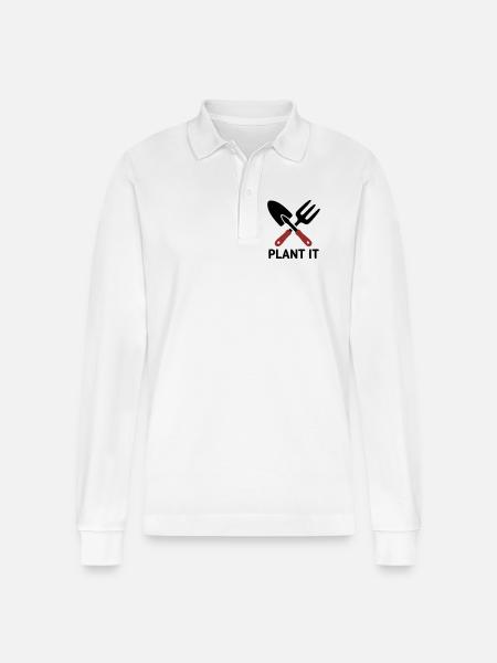 Gartenwerkzeug Plant It Logo - Stanley/Stella Unisex Bio-Langarm-Poloshirt Prepster - Weiß