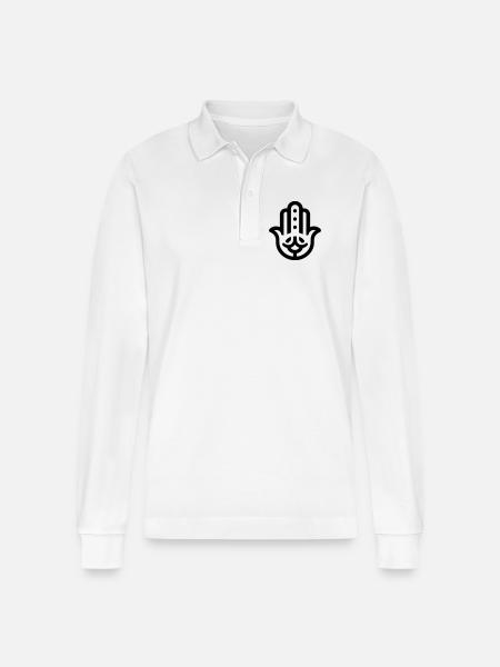 hand of Fatma Hamsa - Stanley/Stella Organic Unisex Long-Sleeved Polo Shirt Prepster - white