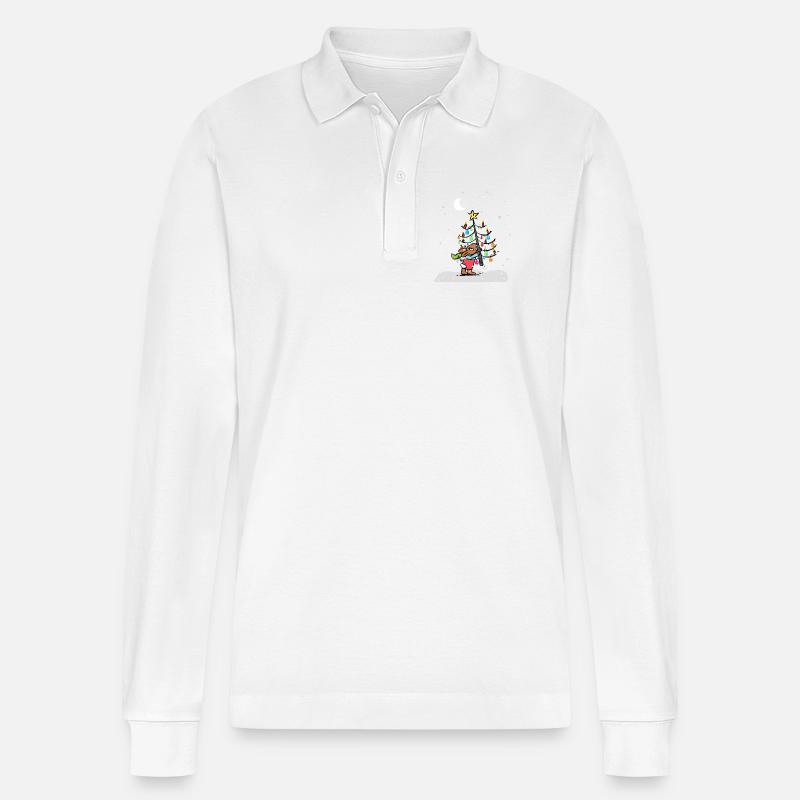 Weihnachtsbaum - Stanley/Stella Unisex Bio-Langarm-Poloshirt Prepster - Weiß