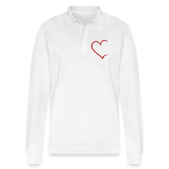 Herz offen - Stanley/Stella Unisex Bio-Langarm-Poloshirt Prepster - Weiß - Vorne - Anna (173cm) & Nico (186cm)