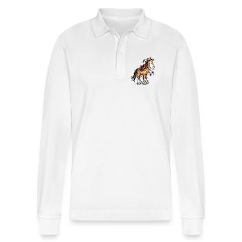 Western Cheval - Polo à manches longues bio PREPSTER Stanley/Stella Unisexe - blanc - Devant - Anna (173cm) & Nico (186cm)