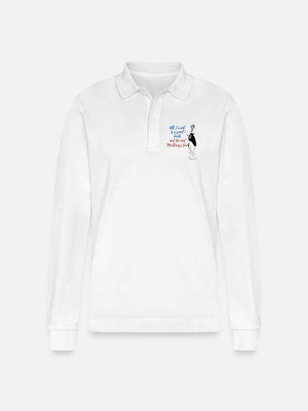 A good book and Mr Darcy - Stanley/Stella Organic Unisex Long-Sleeved Polo Shirt Prepster - white